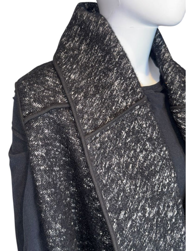 Donna Karan New York Black & White Wool Blend Sleeveless Open-Front Cardigan – Size S