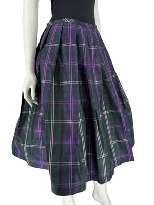 Escada Silk Plaid A-Line Skirt - Size 42