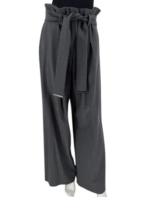Armani Collezioni Gray High-Waisted Belted Wide-Leg Trousers – Size 10