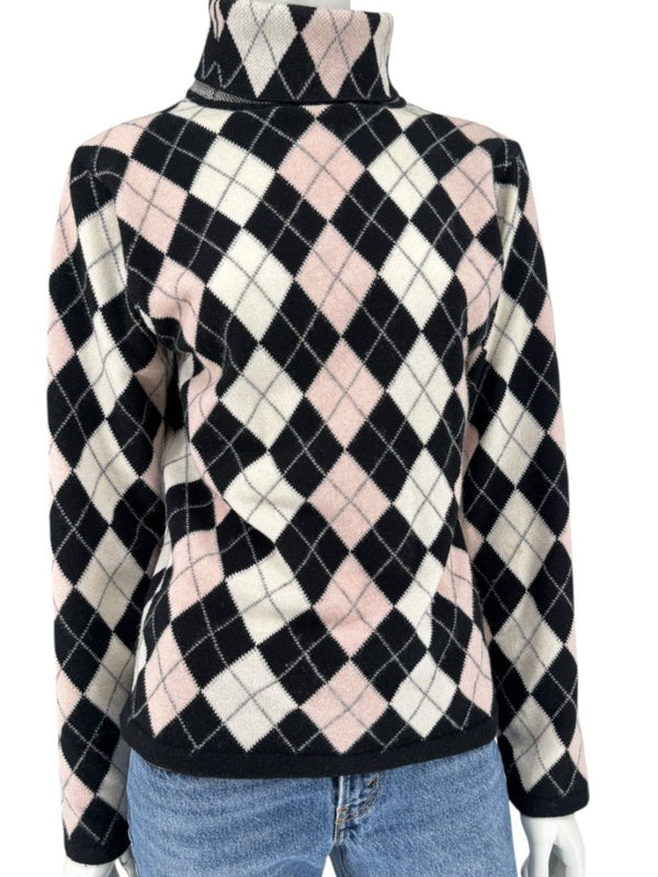 Pringle of Scotland 100% Cashmere Argyle Turtleneck Sweater – Size XL