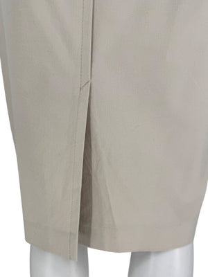 Brunello Cucinelli Beige Leather-Trim Pencil Skirt – Size IT 48 (US 12)