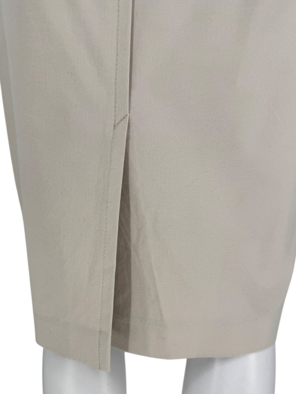 Brunello Cucinelli Beige Leather-Trim Pencil Skirt – Size IT 48 (US 12)