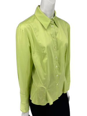 Escada Lime Green Cotton Blend Tailored Blouse – Size 42