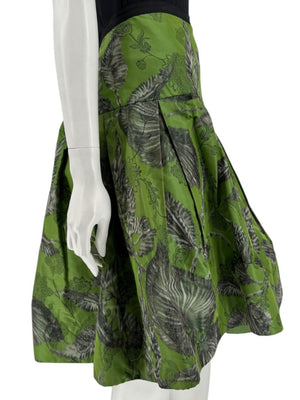 Oscar de la Renta Green Floral Silk Skirt – Fall 2008 - Size 16