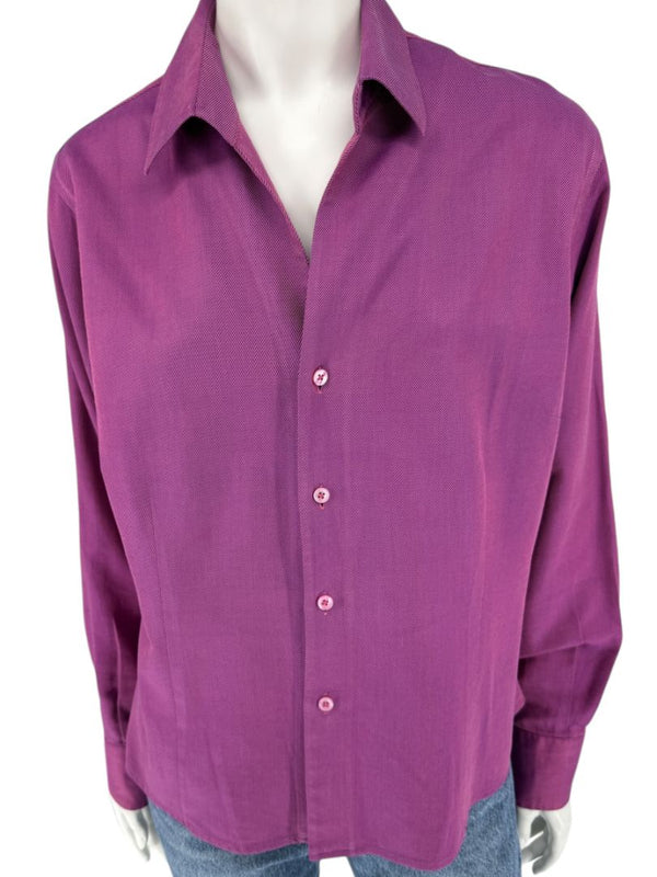 Craig Taylor Purple Egyptian Cotton Button-Front Blouse – Size XL