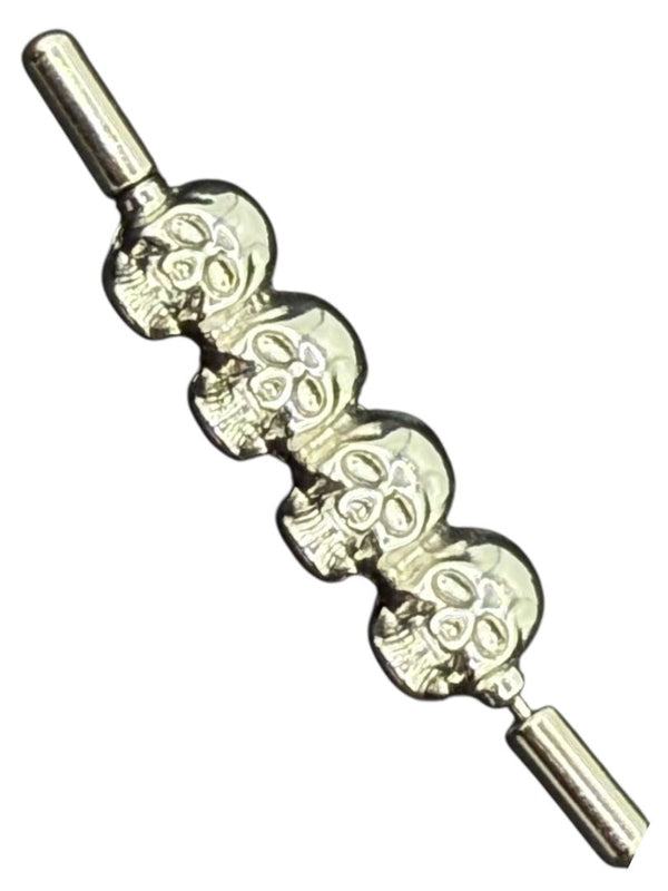 Unbranded Silver-Tone Four-Skull Tie Bar / Brooch – Excellent Preowned Condition