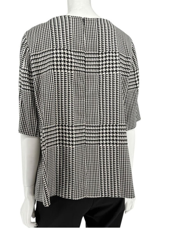 Escada Black & Ivory Houndstooth Knit Top – Size EU 44 (US 14)