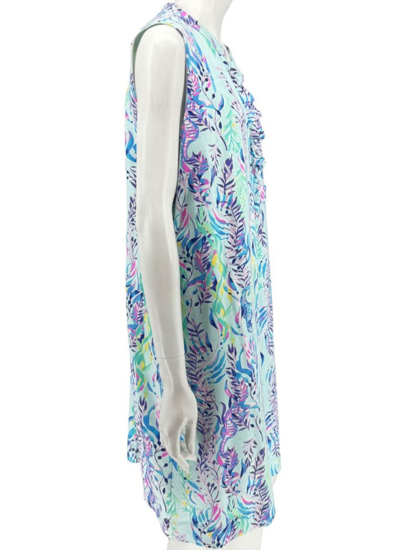 Lilly Pulitzer Aqua Multicolor Sleeveless Printed Shift Dress – Size XL