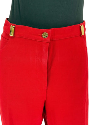 St. John Red Stretch Denim Straight-Leg Jeans – Size 16