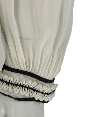 Oscar de la Renta Ivory Sheer Ruffled Blouse – Size 12