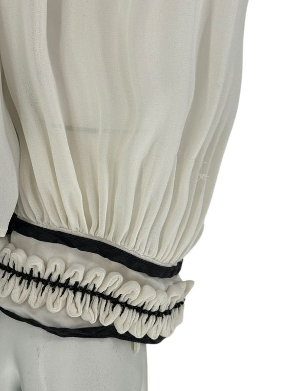 Oscar de la Renta Ivory Sheer Ruffled Blouse – Size 12