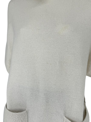 Loro Piana Ivory Cashmere & Silk Cowl-Neck Sweater – Size 44