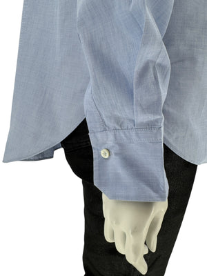 Brunello Cucinelli Light Blue Cotton Button-Front Shirt with Monili Trim – Size XL