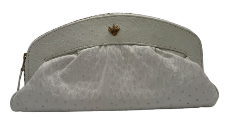 Diego Rocha White Ostrich Leather Clutch – Very Good Preowned Condition