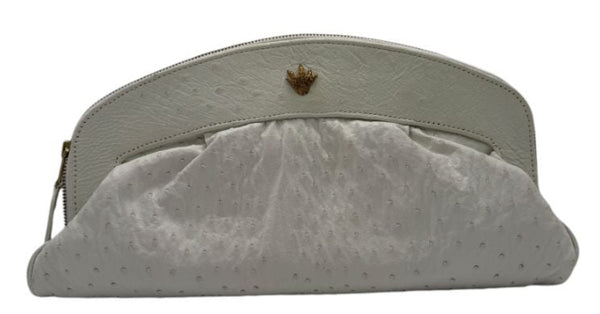Diego Rocha White Ostrich Leather Clutch – Very Good Preowned Condition
