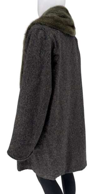 Jacobson’s Vintage Alpaca Swing Coat with Mink Fur Trim – Size 10