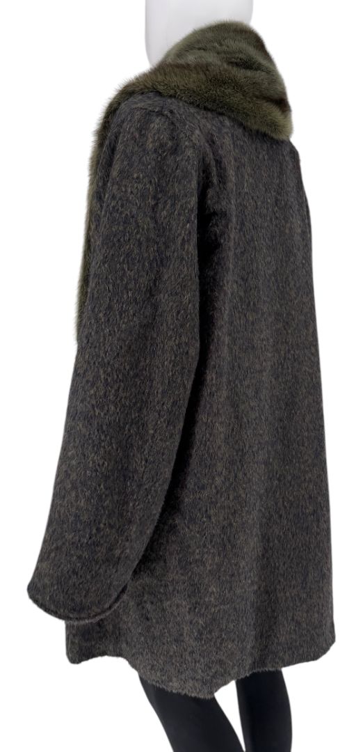 Jacobson’s Vintage Alpaca Swing Coat with Mink Fur Trim – Size 10