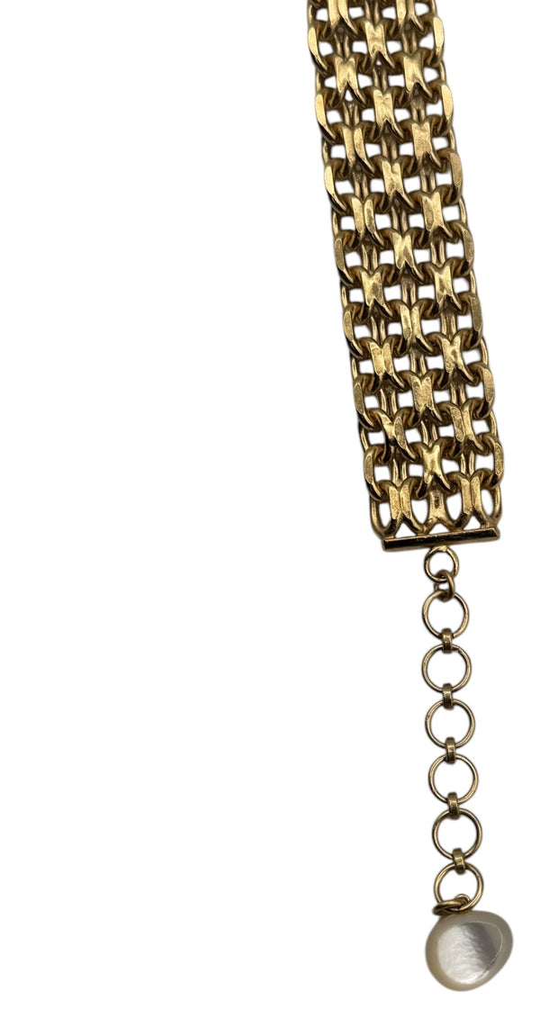 Chanel Mother Of Pearl Camellia Gold Choker/Necklace