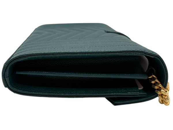 Saint Laurent Envelope Triquilt Small Shoulder Bag in Grained Leather