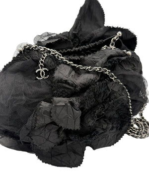Chanel Satin Camellia Shoulder Bag