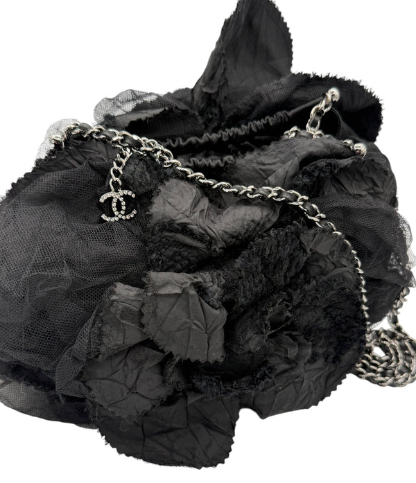Chanel Satin Camellia Shoulder Bag