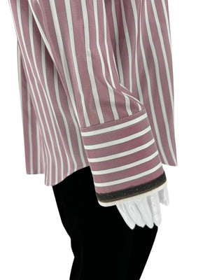 Brunello Cucinelli Silk NWT Striped Button-Up Shirt - Size L