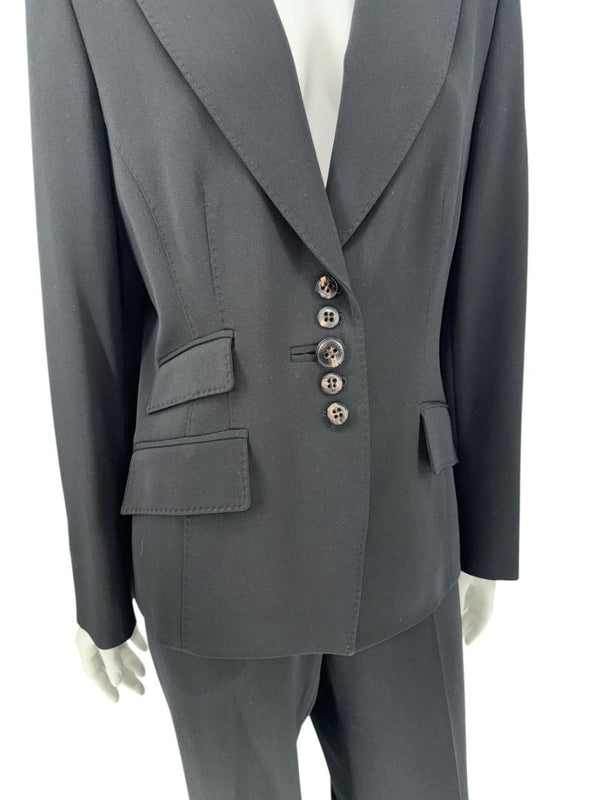 Les Copains Classic Black Wool Pant Suit – Size IT 48 (US 12)