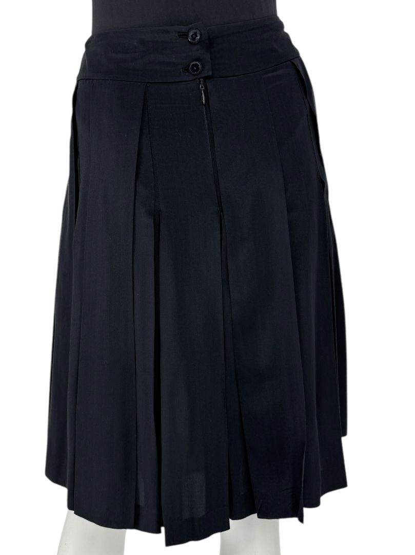 Chanel Pleated Soft Black Silk Skirt – Spring 2001, Size 42