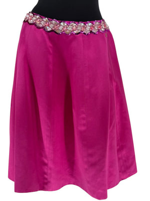 Chanel Embellished Fuchsia Silk Skirt – Fall 2000, Size 42