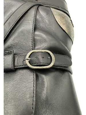 Chanel Black Leather Ankle Boots with Distressed Logo Heel – Size 40 (US 10)
