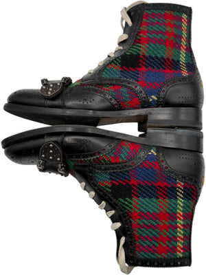 Gucci Tartan Wool & Leather Buckle Combat Boots – Men’s Size 6 (EU 39)