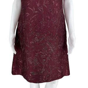 Pamella Roland -Wine Brocade Metallic Floral Dress & Coat Set - Size 8/10