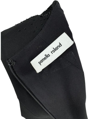 Pamella Roland Embellished Tuxedo-Inspired Sheath Dress