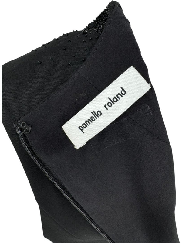 Pamella Roland Embellished Tuxedo-Inspired Sheath Dress