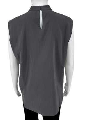 Brunello Cucinelli Sleeveless Silk Blouse with Chain Detail - XL