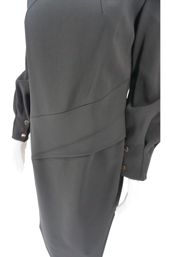 Pamella Roland Gold Button Cuff Shift Dress - Large