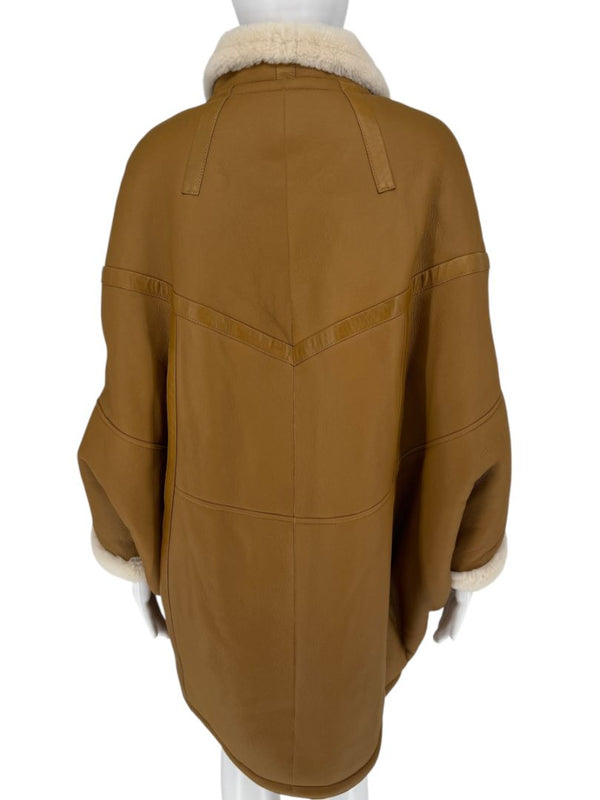 Saint Laurent Oversized Shearling Toggle Coat - Size 8