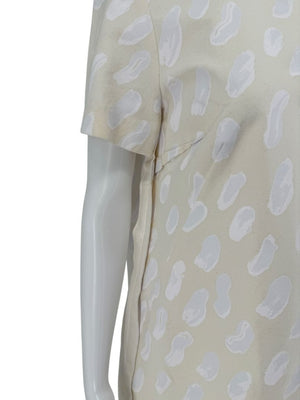 Marni Textured Cream Print Shift Dress with Silk Trim - Size 4