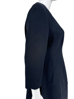Christian Dior Navy Wool-Silk Dress with Lace Hem  - Size 12