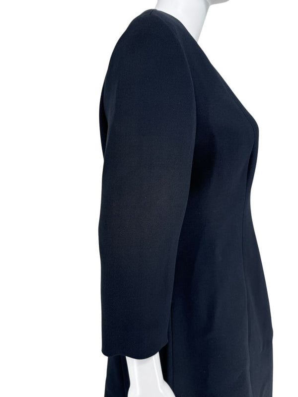 Christian Dior Navy Wool-Silk Dress with Lace Hem  - Size 12