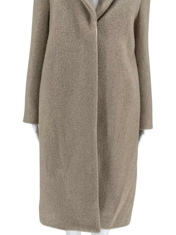 Brunello Cucinelli Ivory Wool-Cashmere Coat with Monili Detail - Size 8