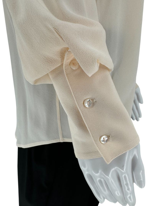 The Row Ivory Silk Button-Down Blouse - Size 6
