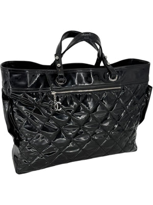 Chanel Paris-Biarritz XL Tote in Black Patent Vinyl