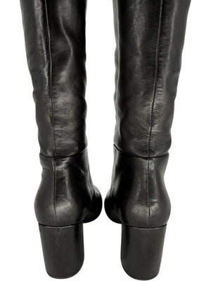Prada Black Leather Knee-High Boots – Size 39.5