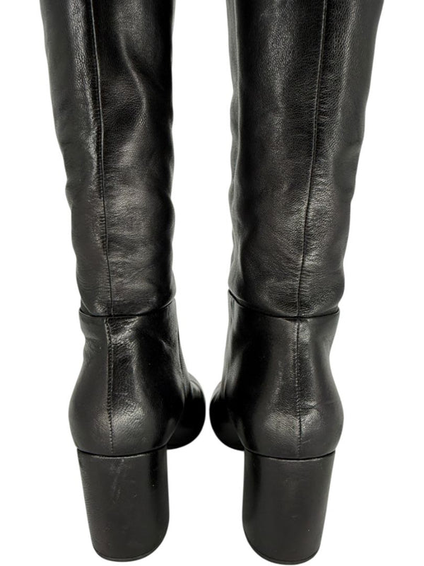 Prada Black Leather Knee-High Boots – Size 39.5