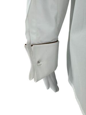 MaxMara White Cotton Piped Button-Down Shirt – Size US 10 / IT 44