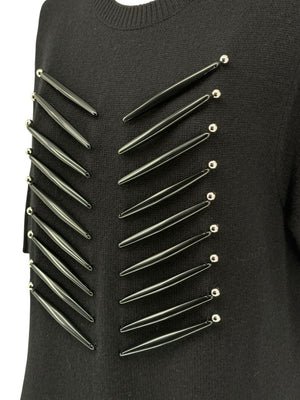 Louis Vuitton Black Cashmere Sweater Dress with Hardware Detail – Size L