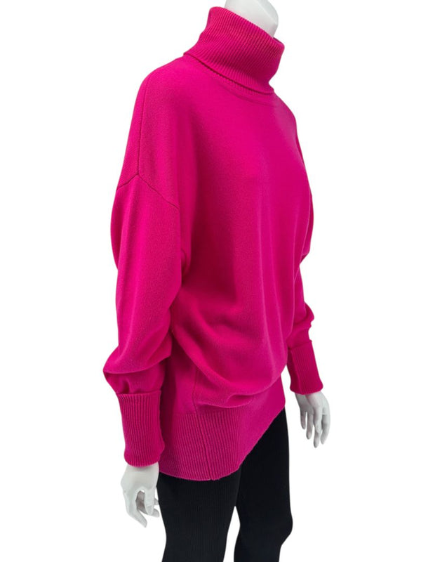 Victoria Beckham Fuchsia Cashmere-Blend Turtleneck Sweater – Size L