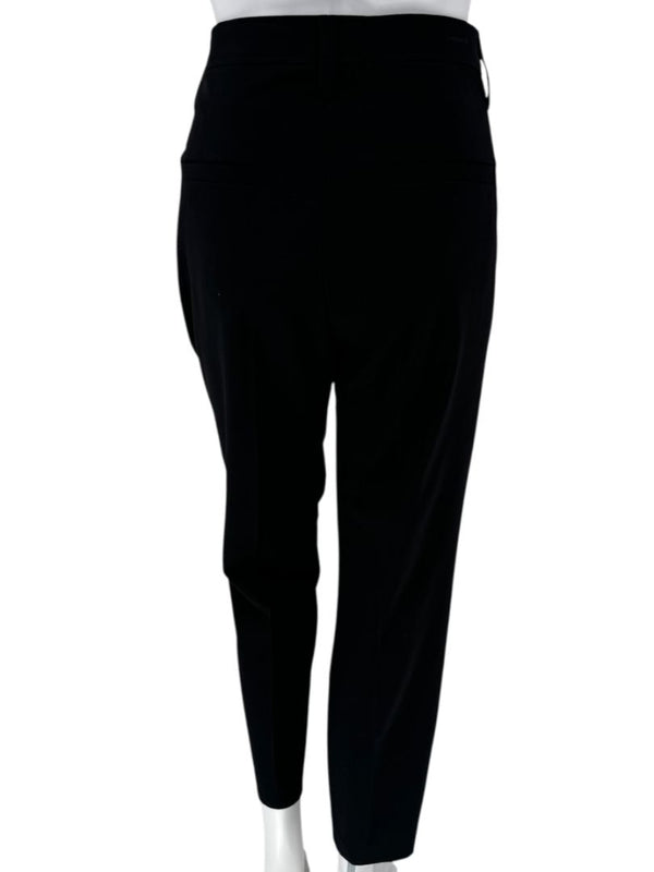 Brunello Cucinelli Black Tapered Wool Trousers with Monili Belt Loop - Size 10