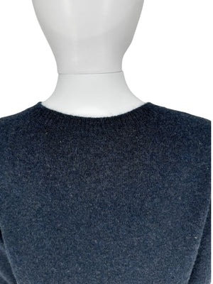 Loro Piana Navy Cashmere Split-Neck Tunic Sweater Dress – Size L